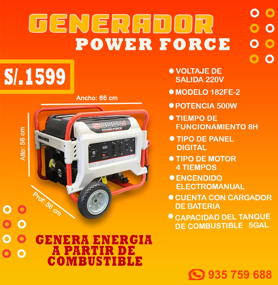 GENERADOR POWER FORCE 5000W